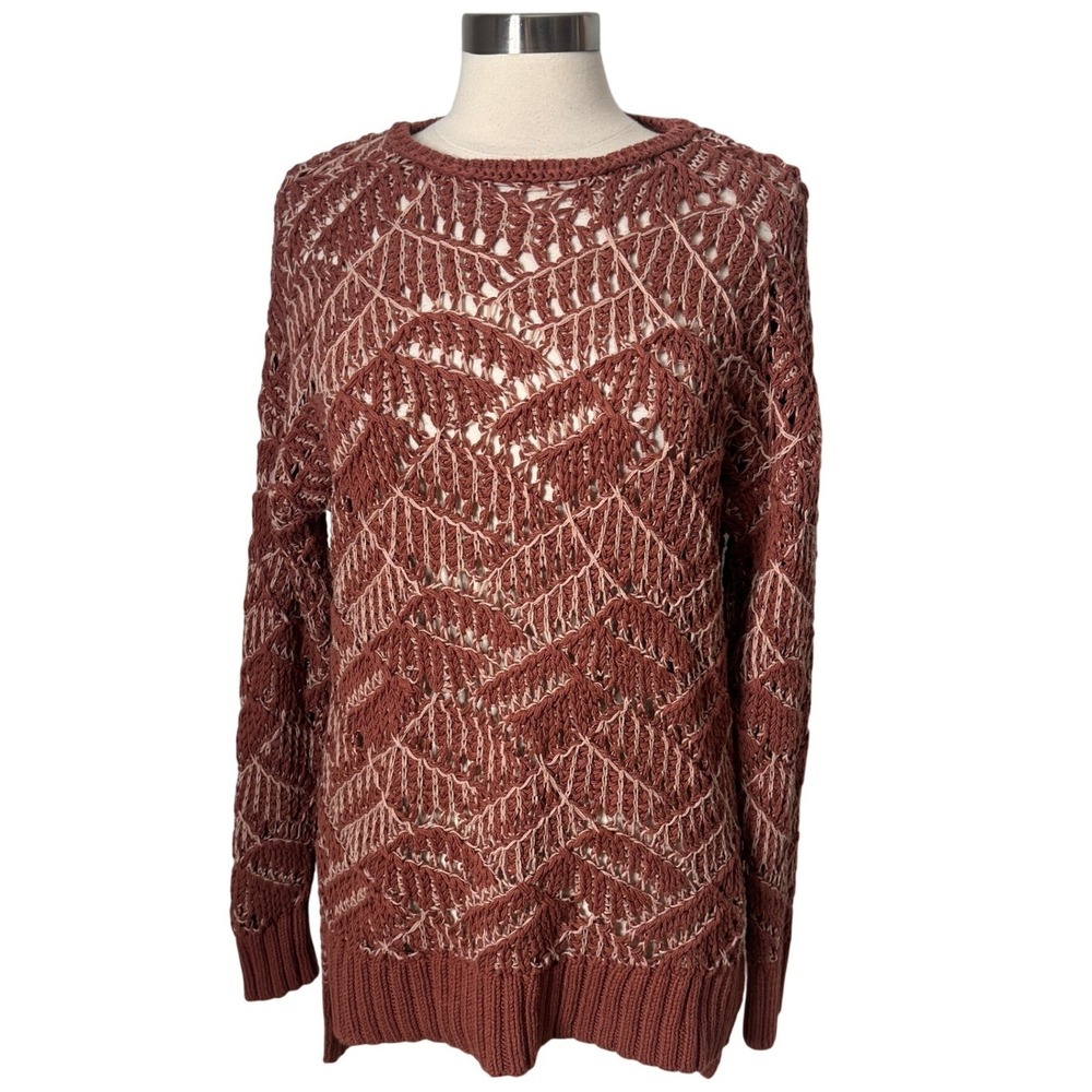 Universal Thread Open Knit‎ Tunic Sweater in Brown Clay Womens Large Boho